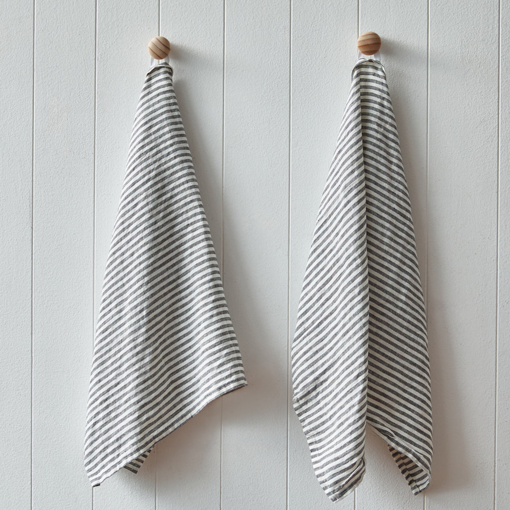 Coal Stripe Tea Towels
