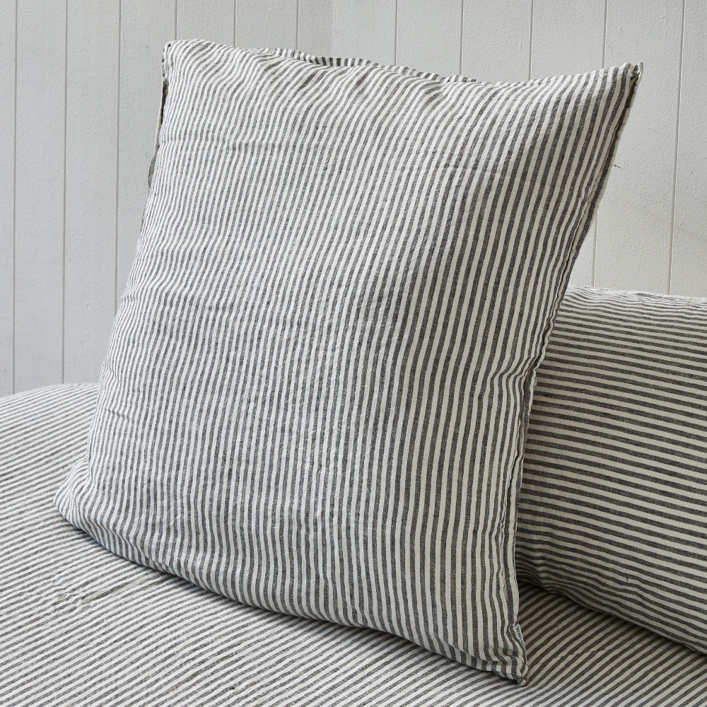 Coal Stripe Euro Pillowcases Pair