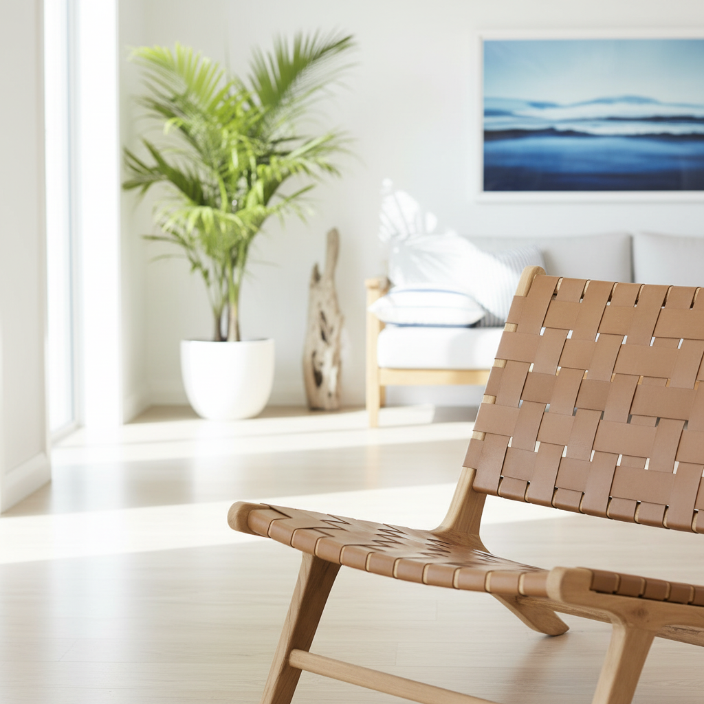 Montauk Tan Leather Occasional Chair close-up
