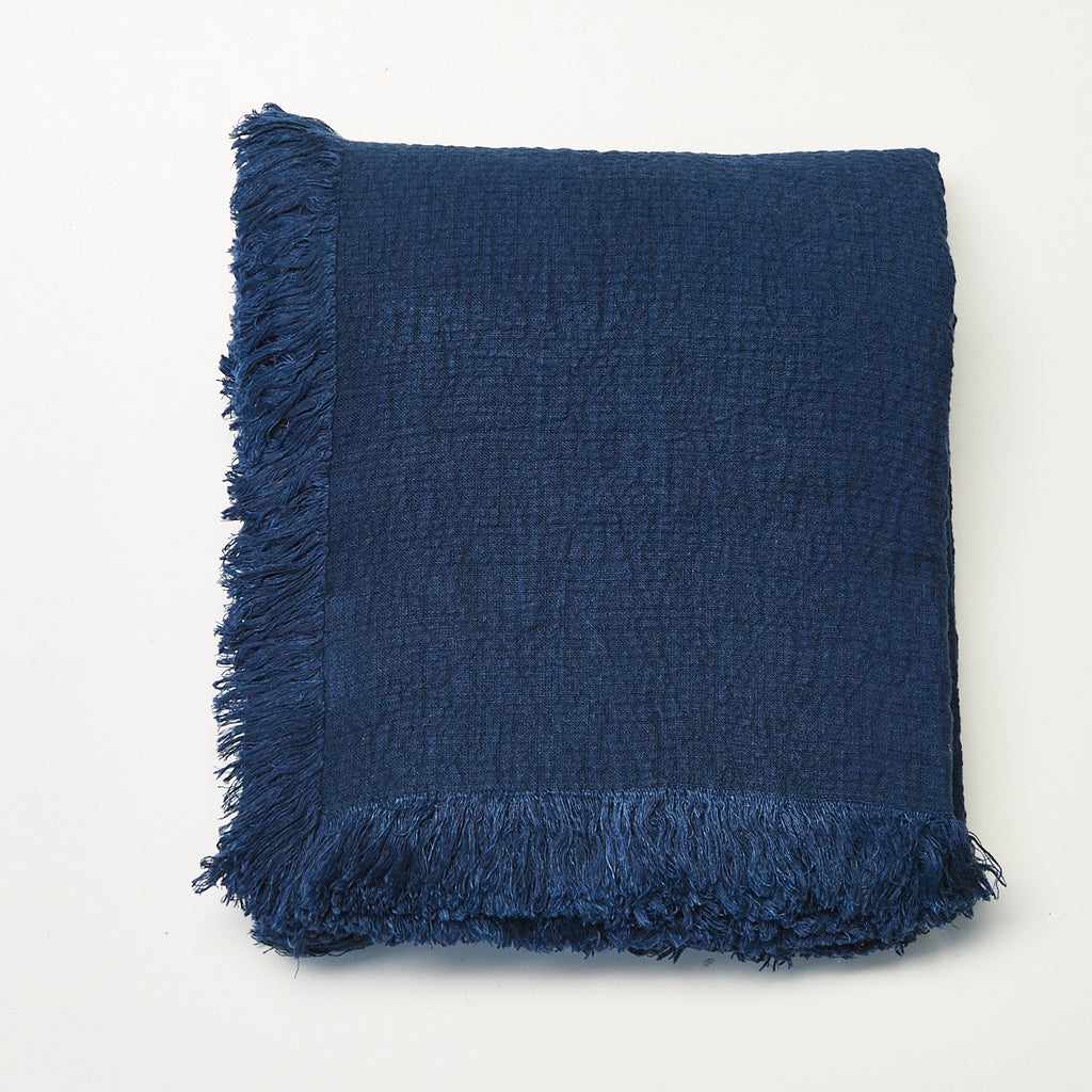 Navy Linen Blanket