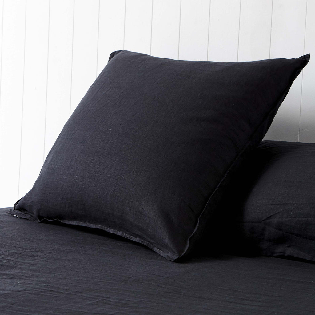 BLACK European Pillowcases Pair