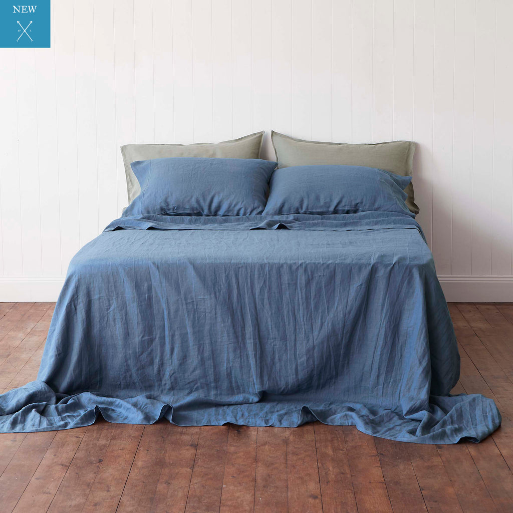 Vintage Denim Blue Flat Sheet