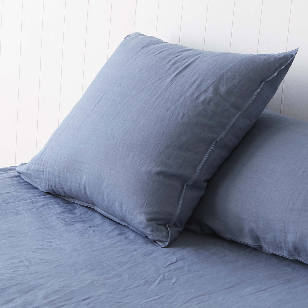 Vintage Denim Blue European Pillowcases Pair