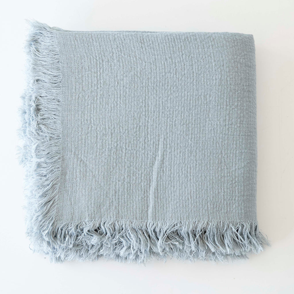 Pale Blue Linen Blanket