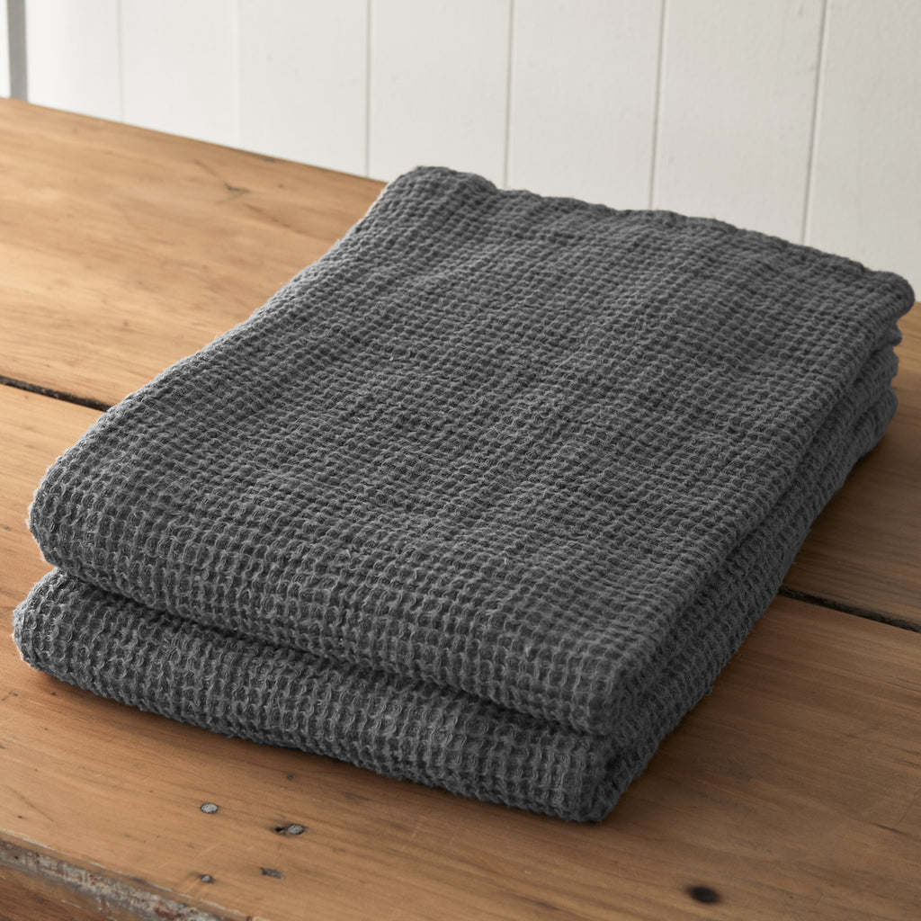 Charcoal Linen Waffle Towels