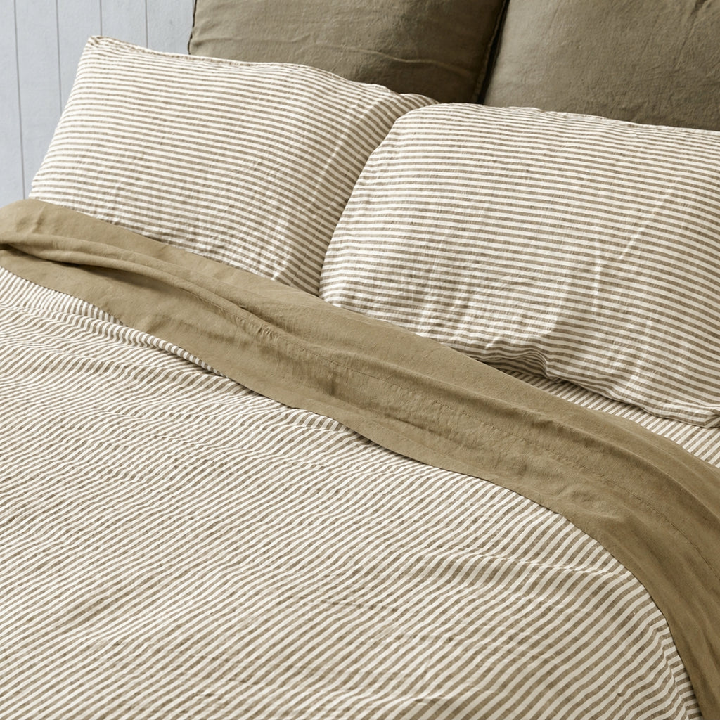 Olive Stripe Quilt Cover