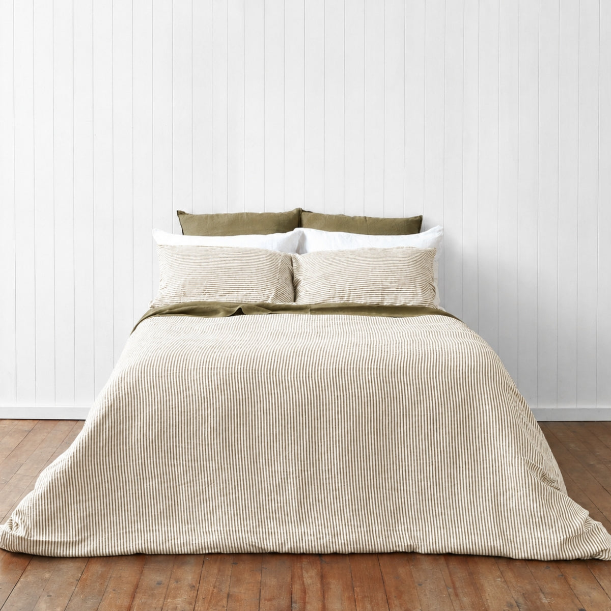 Olive Stripe Quilt Cover