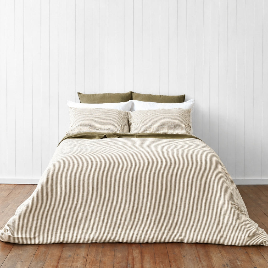 Olive Stripe Quilt Cover