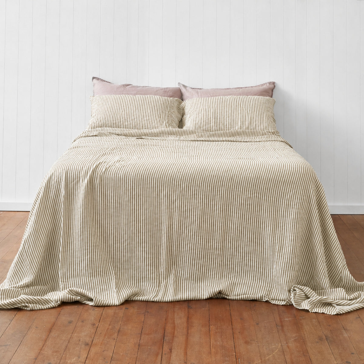 Olive Stripe Sheet Set