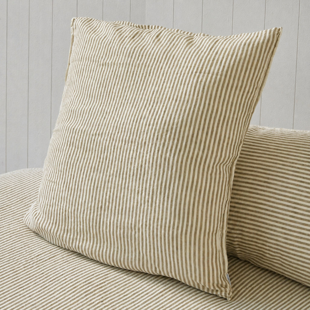 Olive Stripe Euro Pillowcases Pair