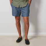 Marine Blue Linen Shorts