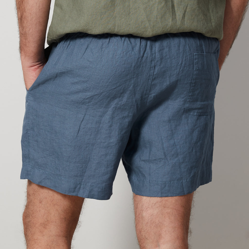 Marine Blue Linen Shorts