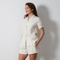 Ladies Loungewear Set - Olive Pinstripe