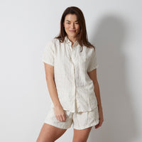 Ladies Loungewear Set - Olive Pinstripe
