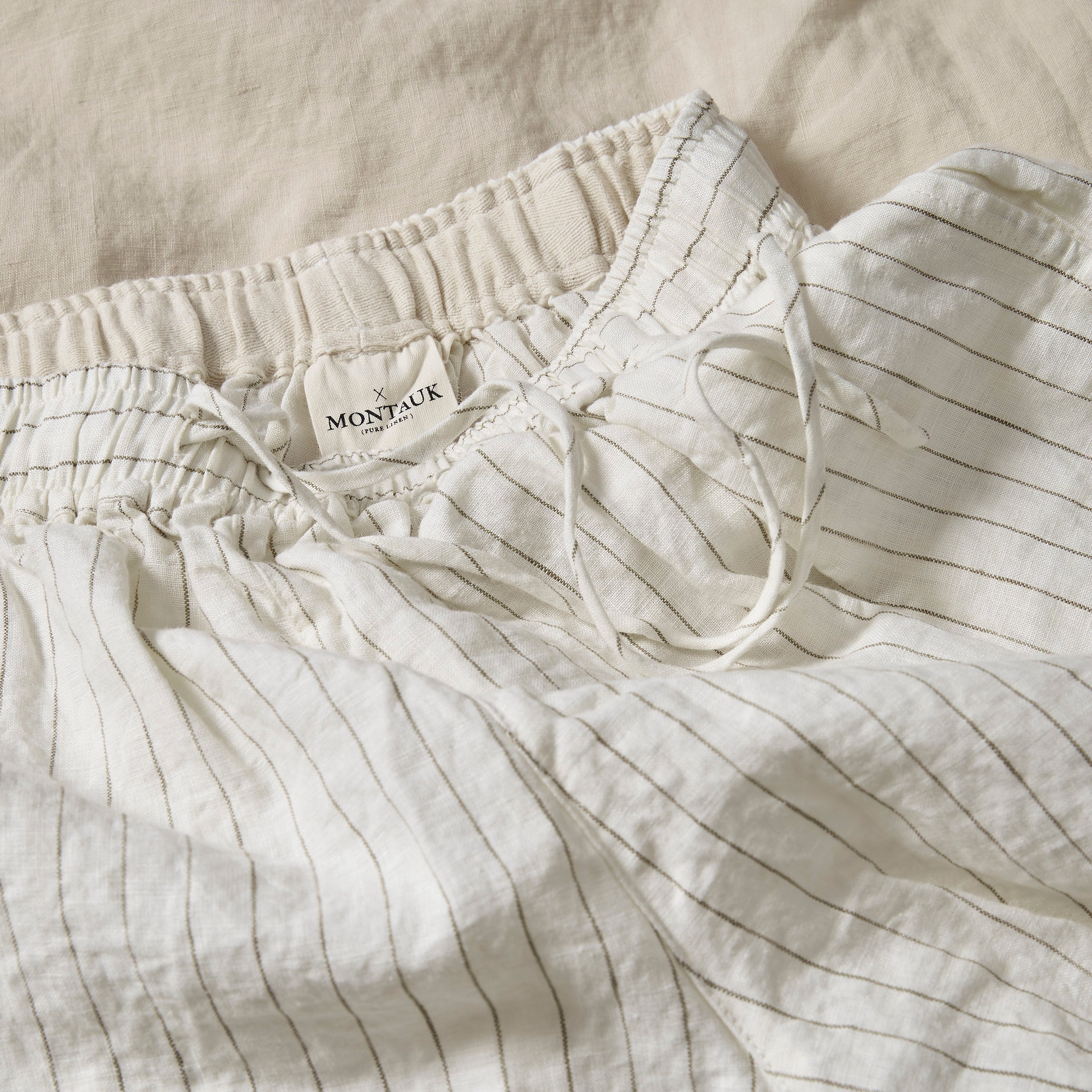Ladies Loungewear Set - Olive Pinstripe