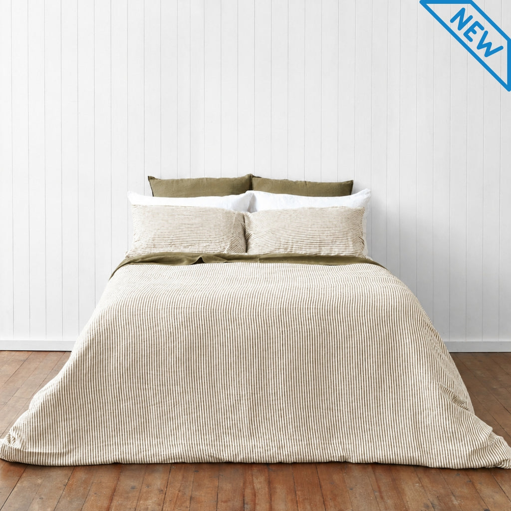 Olive Stripe Quilt Cover