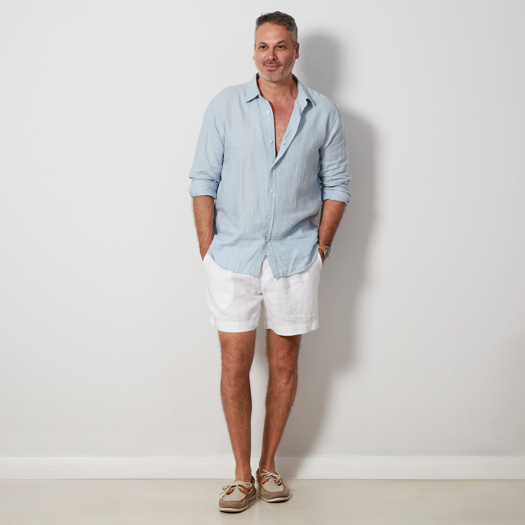 White Linen Shorts