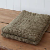 Army Green Linen Waffle Towels