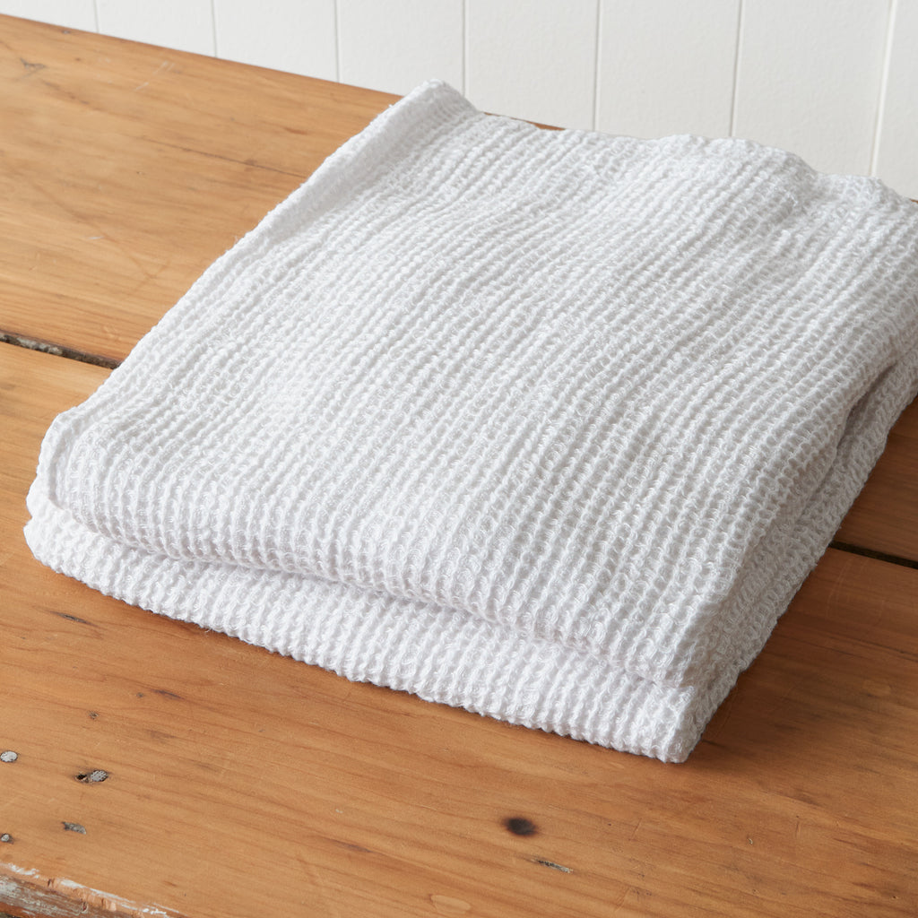 White Linen Waffle Towels